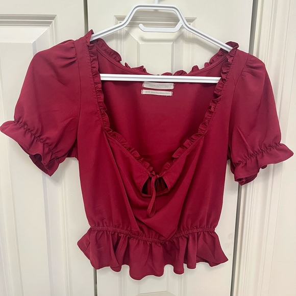 Urban Outfitters Riley Ruffle Tie-front Blouse - Picture 2 of 7